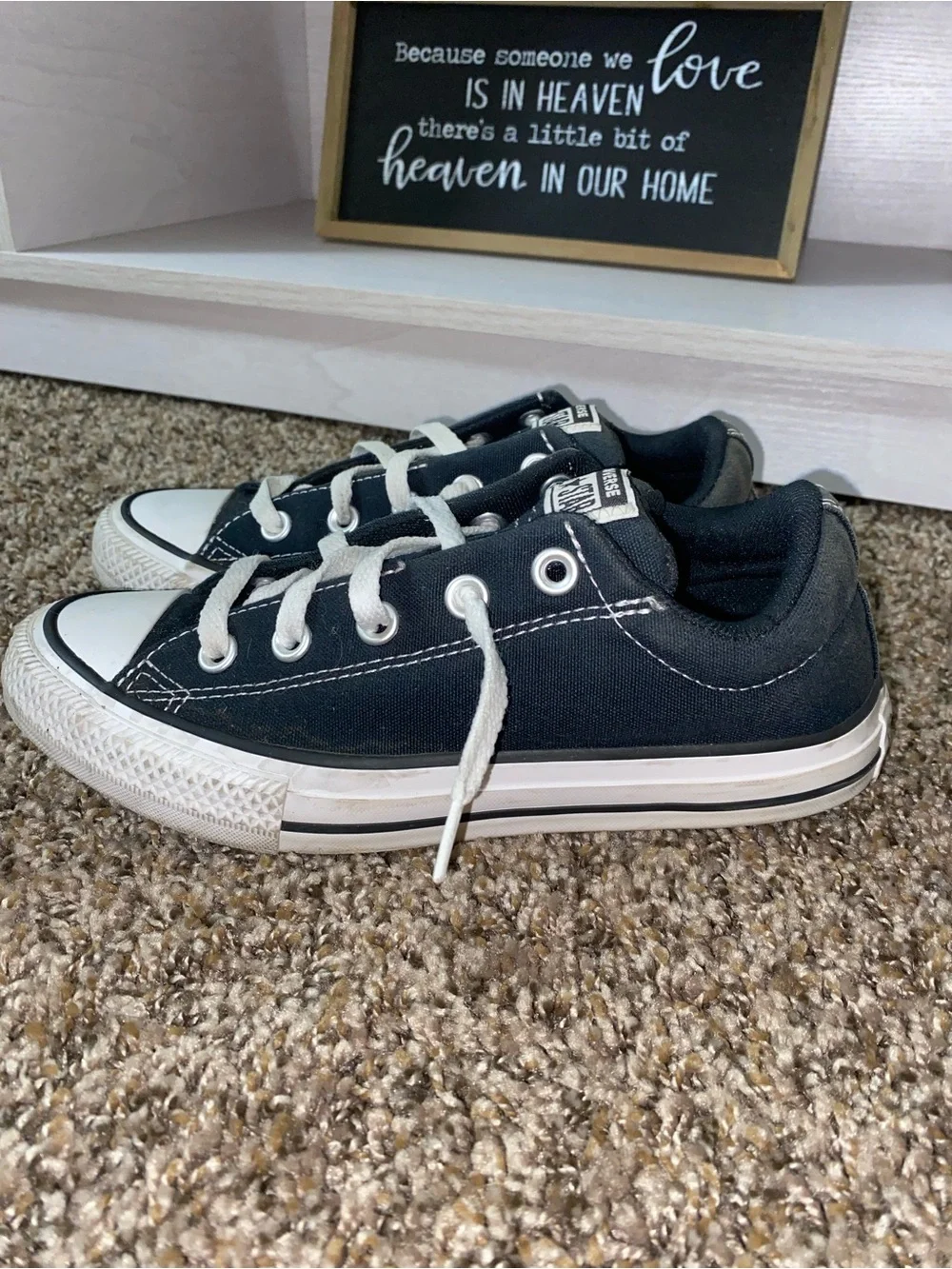 Classic Black Canvas Sneakers with White Trim
